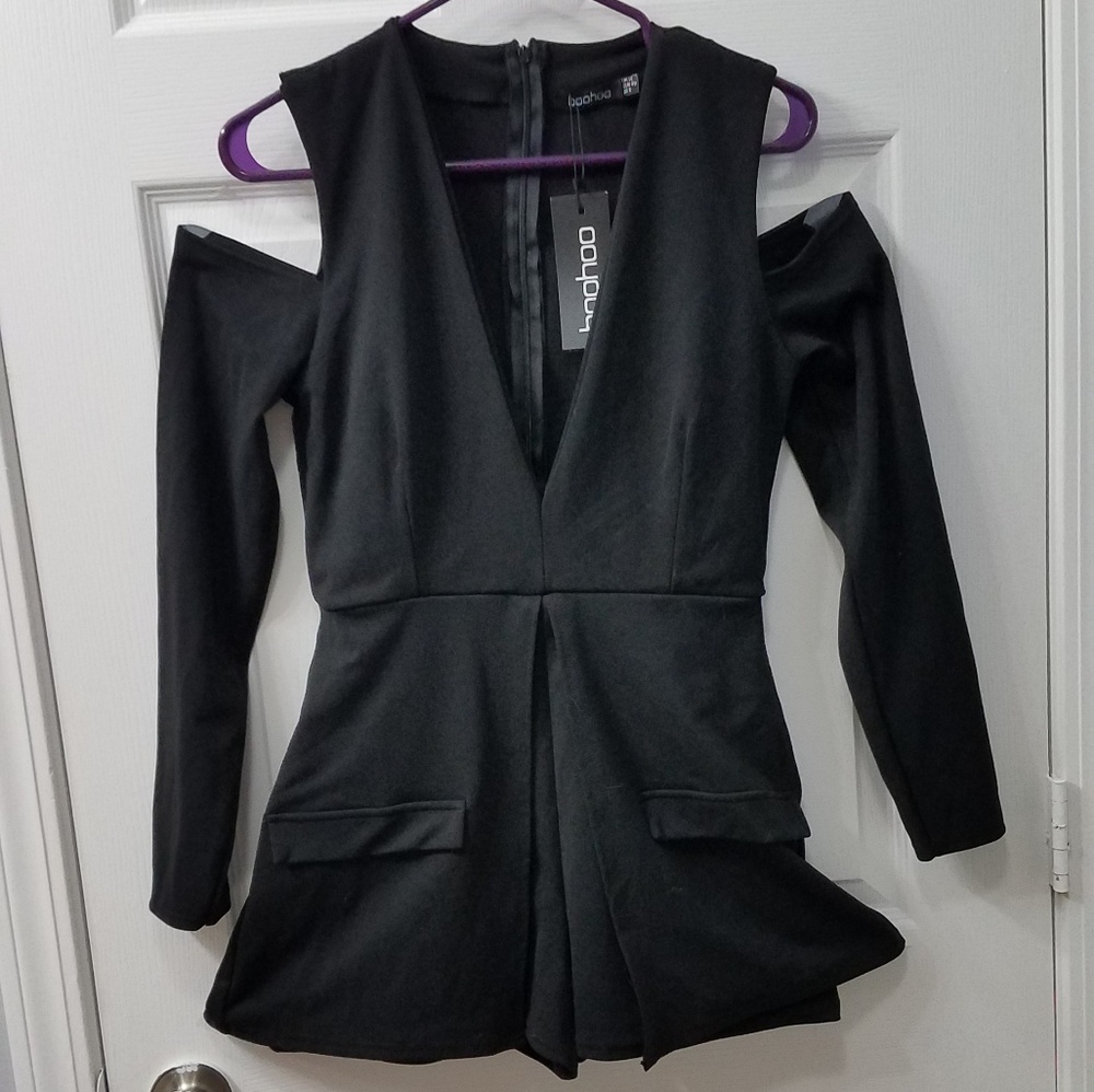 NWT Black Boohoo Short Romper
